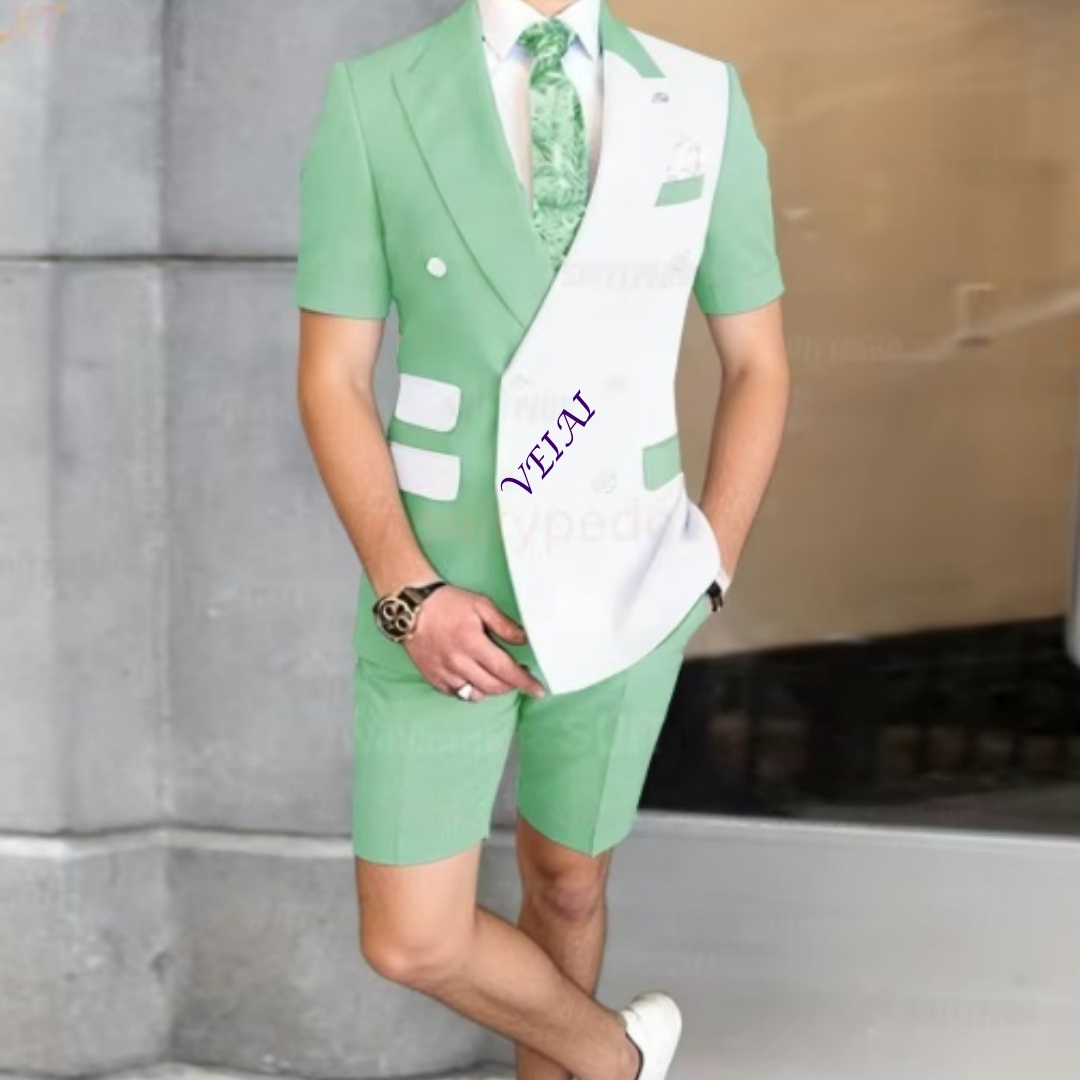 Men Formal Wear For Wedding - Летний мужской повседневный костюм-двойка с короткими