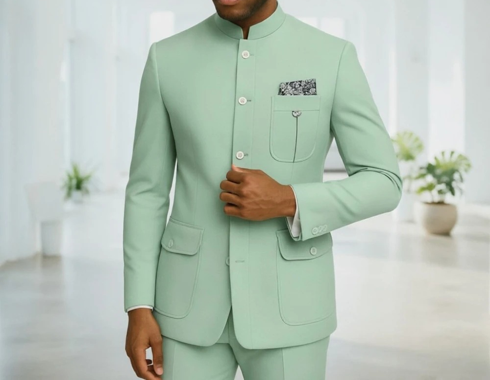 Men'S Formal Wear For Office - Мужской костюм Safari: Премиальный светло-зеленый пиджак