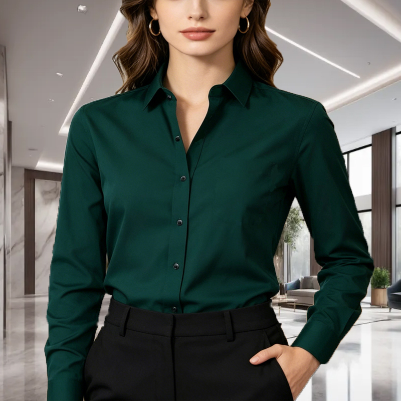Men Formal Office Wear Shirts - Рубашка унисекс с длинным рукавом, однотонная,