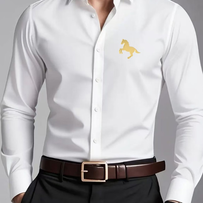 Men Formal Office Wear Shirts - Элегантные мужские рубашки с принтом золотого