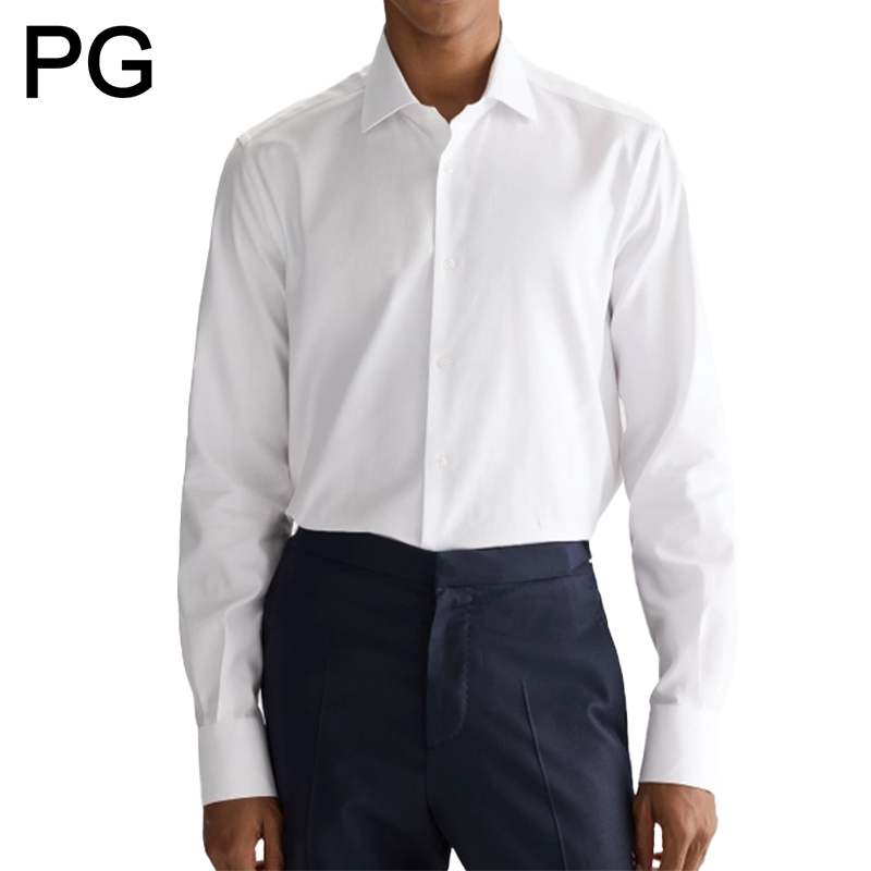 Men Formal Office Wear Shirts - Мужская формальная рубашка PG, однотонная, с