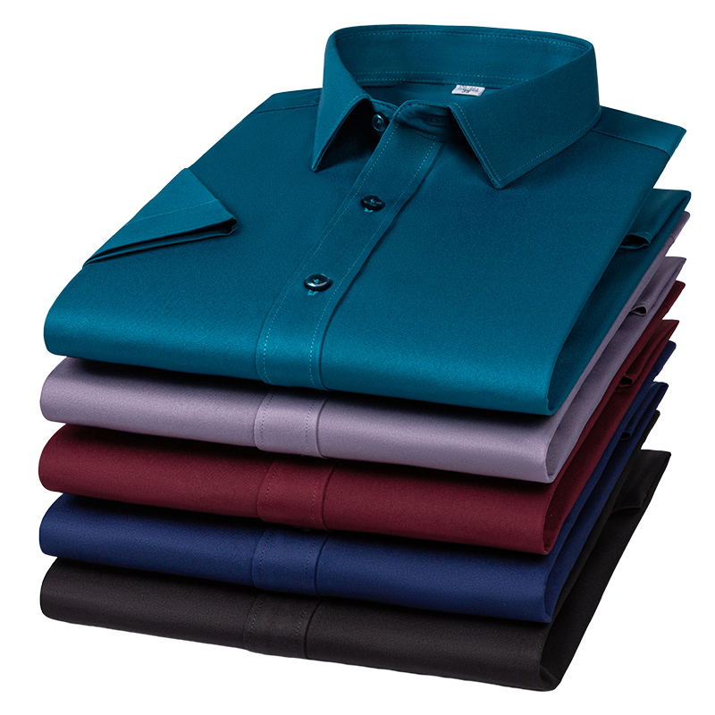 Men Formal Office Wear Shirts - Мужская немнущаяся рубашка стрейч с коротким