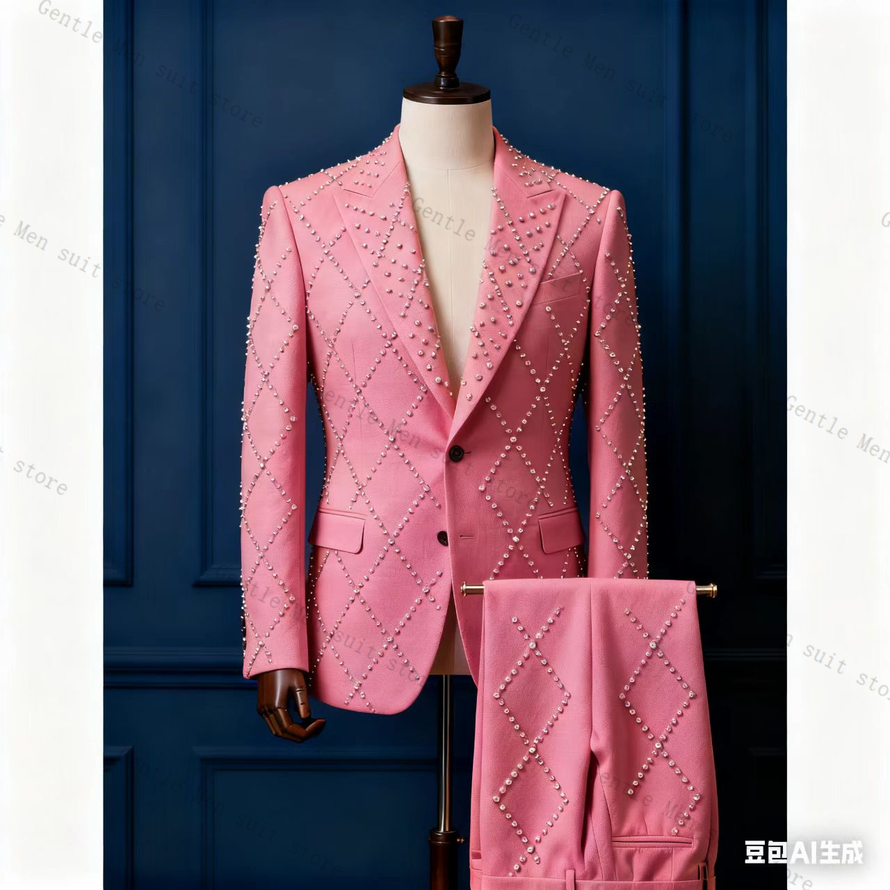 Men Formal Wear Pink - Розовый мужской костюм, комплект из 2