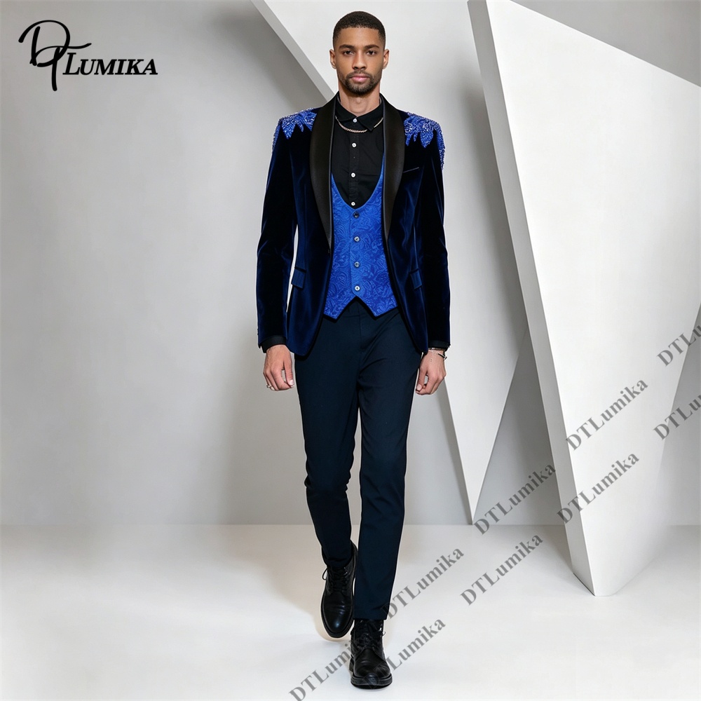 Men'S Formal Wear For Office - Мужской бархатный костюм Peagent из 3