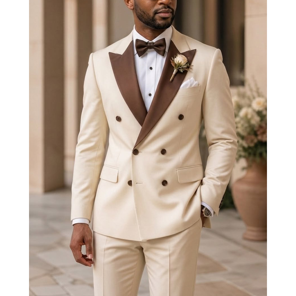 Men Formal Wear For Wedding - Мужской двубортный смокинг с острыми лацканами,