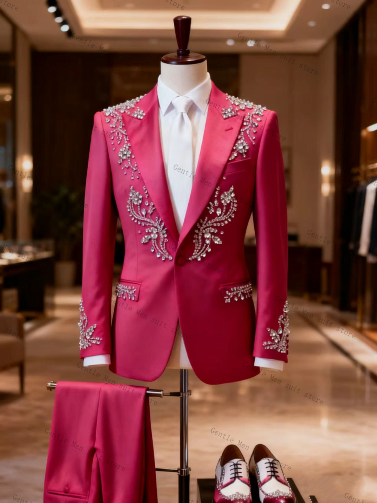 Розовый мужской костюм-двойка: – обзор и цена Men Formal Wear Pink