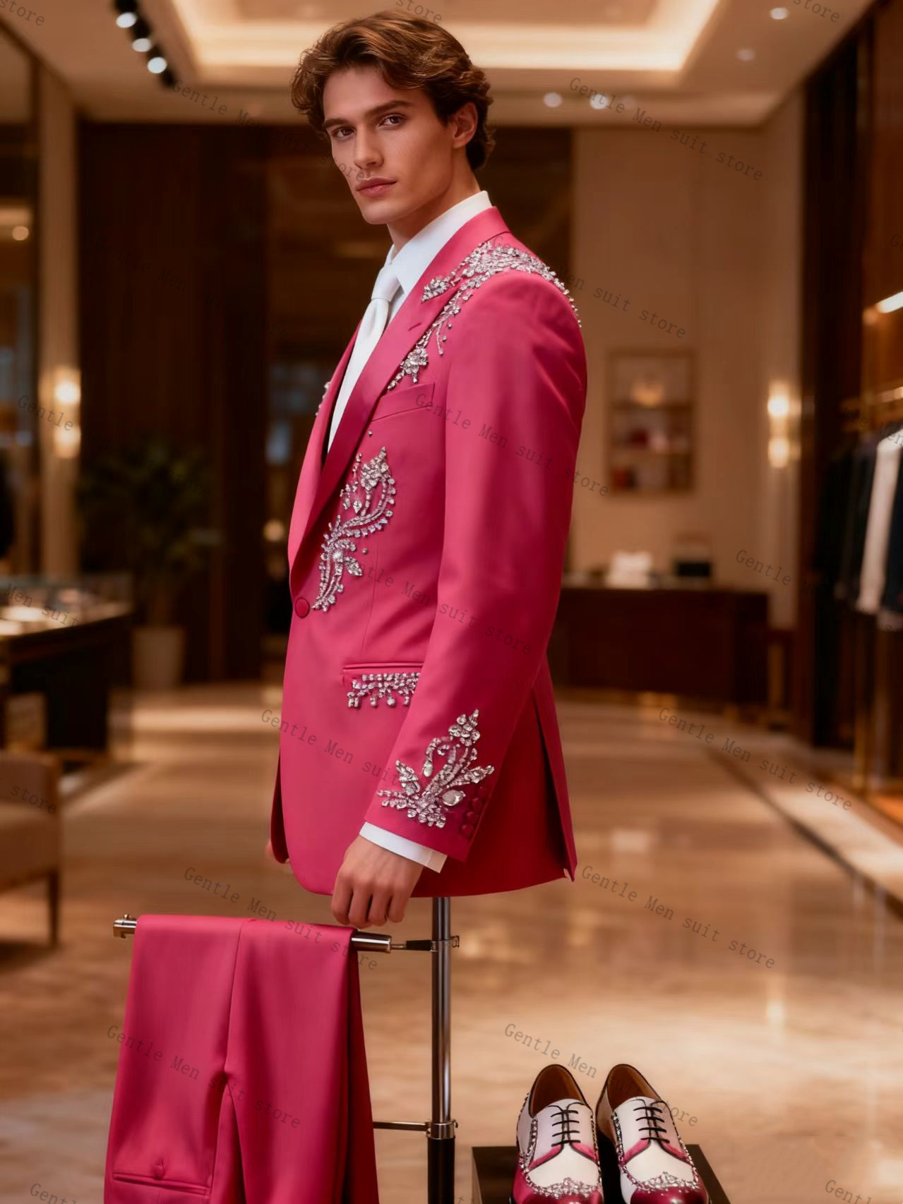 Розовый мужской костюм-двойка: – обзор и цена Men Formal Wear Pink
